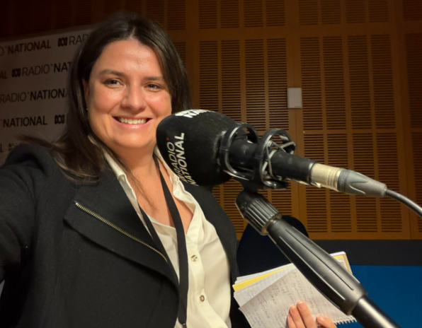 Interview practice with Radio National. Image credit: Lorenn Ruster.
