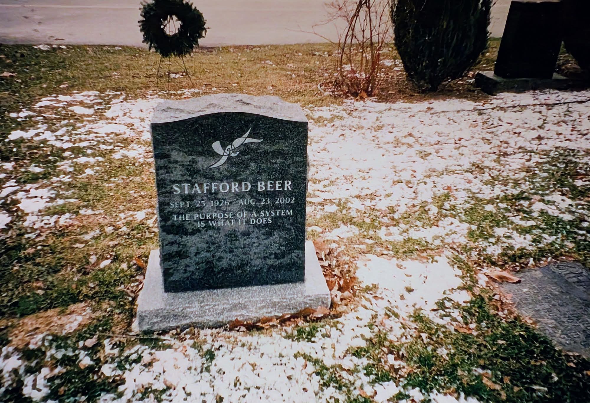 Photo of Stafford Beer's gravestone.