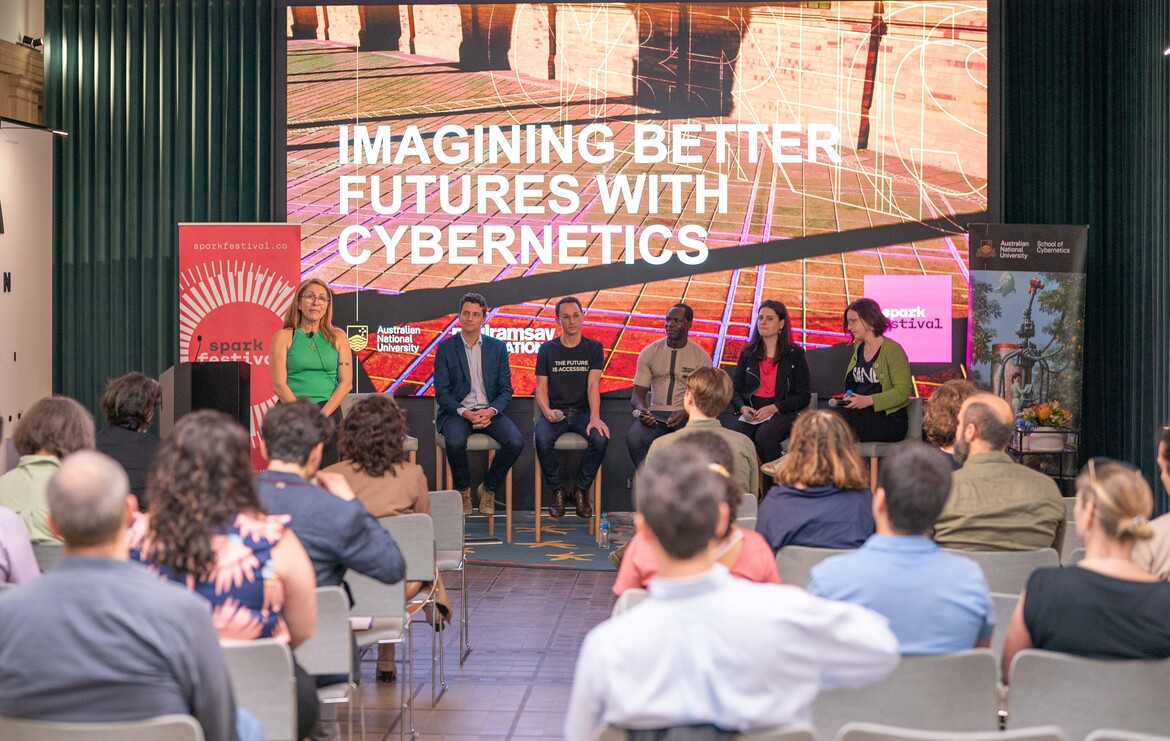 The panel discussion ‘Imagining better futures with cybernetics’ was event held at Yirranma Place, the home of Paul Ramsay Foundation, on 25 October 2022. Photo by Hazen Studio.
