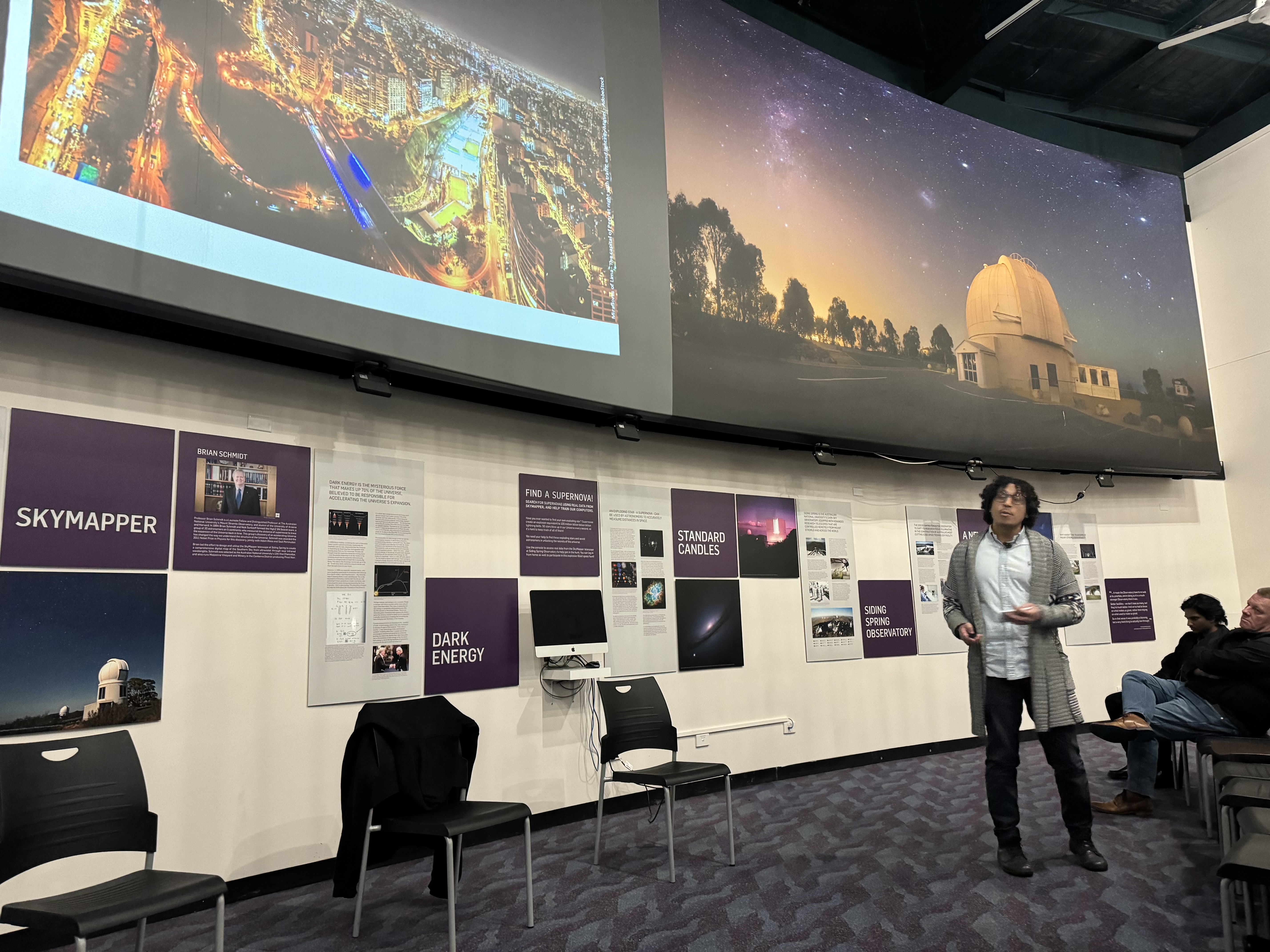 Danny Bettay presenting at Mount Stromlo. Photo Credit: Sherice Kazzi/ANU
