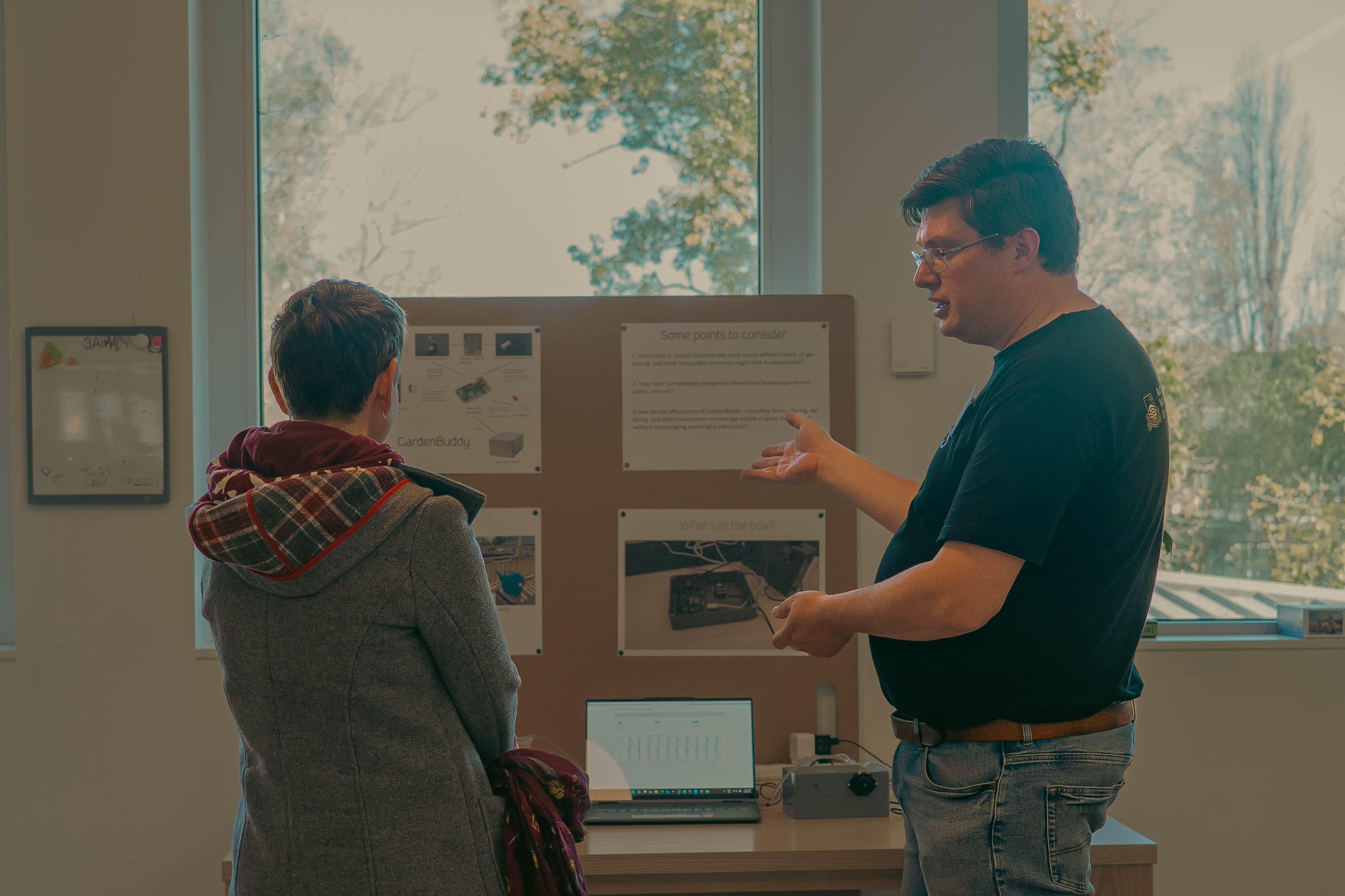 Nathan highlights his modular monitoring and watering system Gardenbuddy.