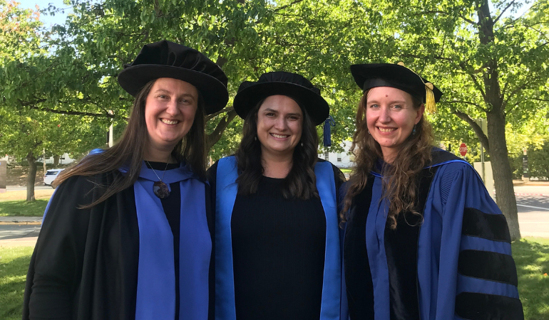 Lorenn with two members of her supervisory panel: Prof. Katherine Daniell and Associate Professor Liz Williams. Third supervisor (currently based in the USA) is Prof. Jenny Davis. 